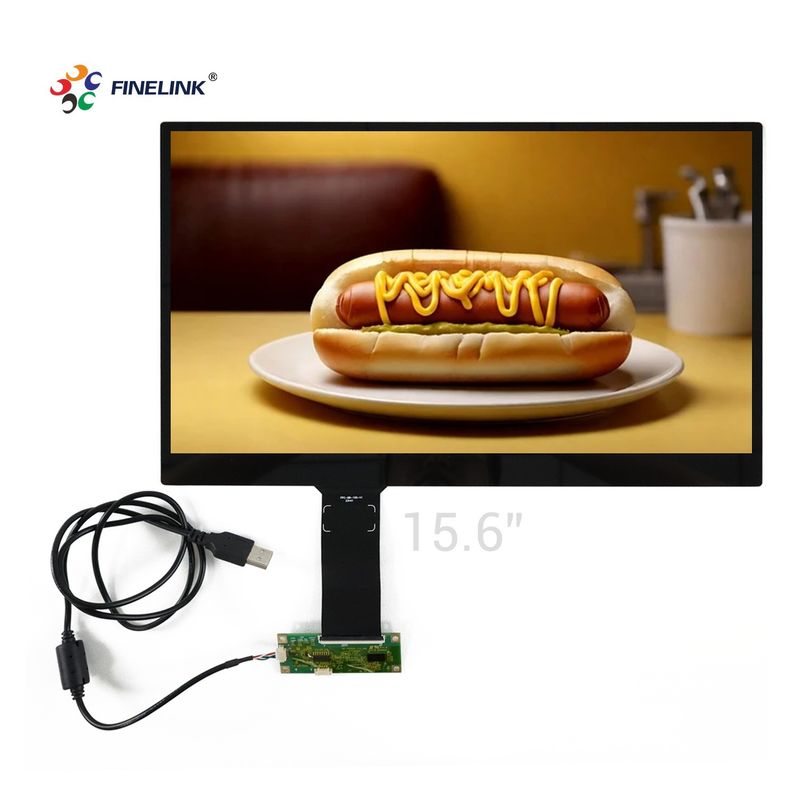 FINELINK OEM/ODM 15,6 Zoll maßgeschneiderter PCAP Touchscreen mit 350 cd/m2 Helligkeit